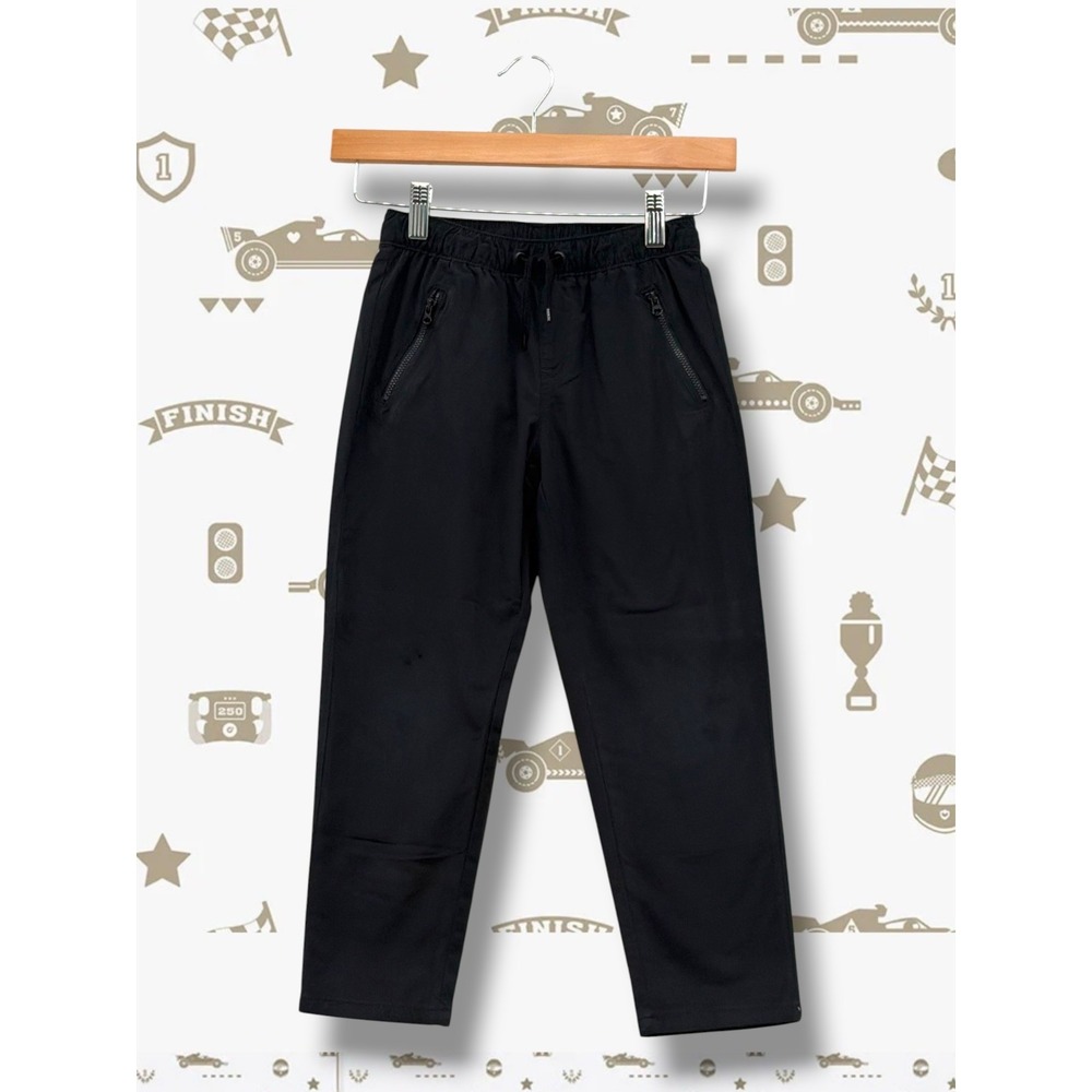 Cat & Jack Boys Stretch Cotton Nylon Zipper Pocket Jogger Pants Black Size 6